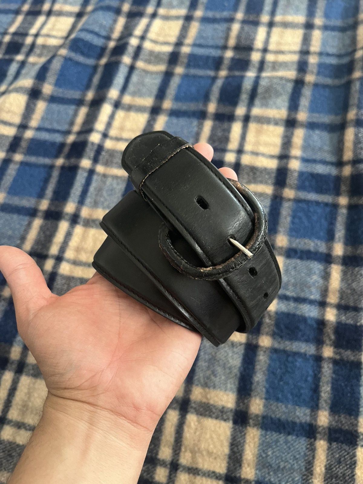 Other Vintage 2000’s Black Leather Western Leather buckle belt 40” Size 40 - 1 Thumbnail