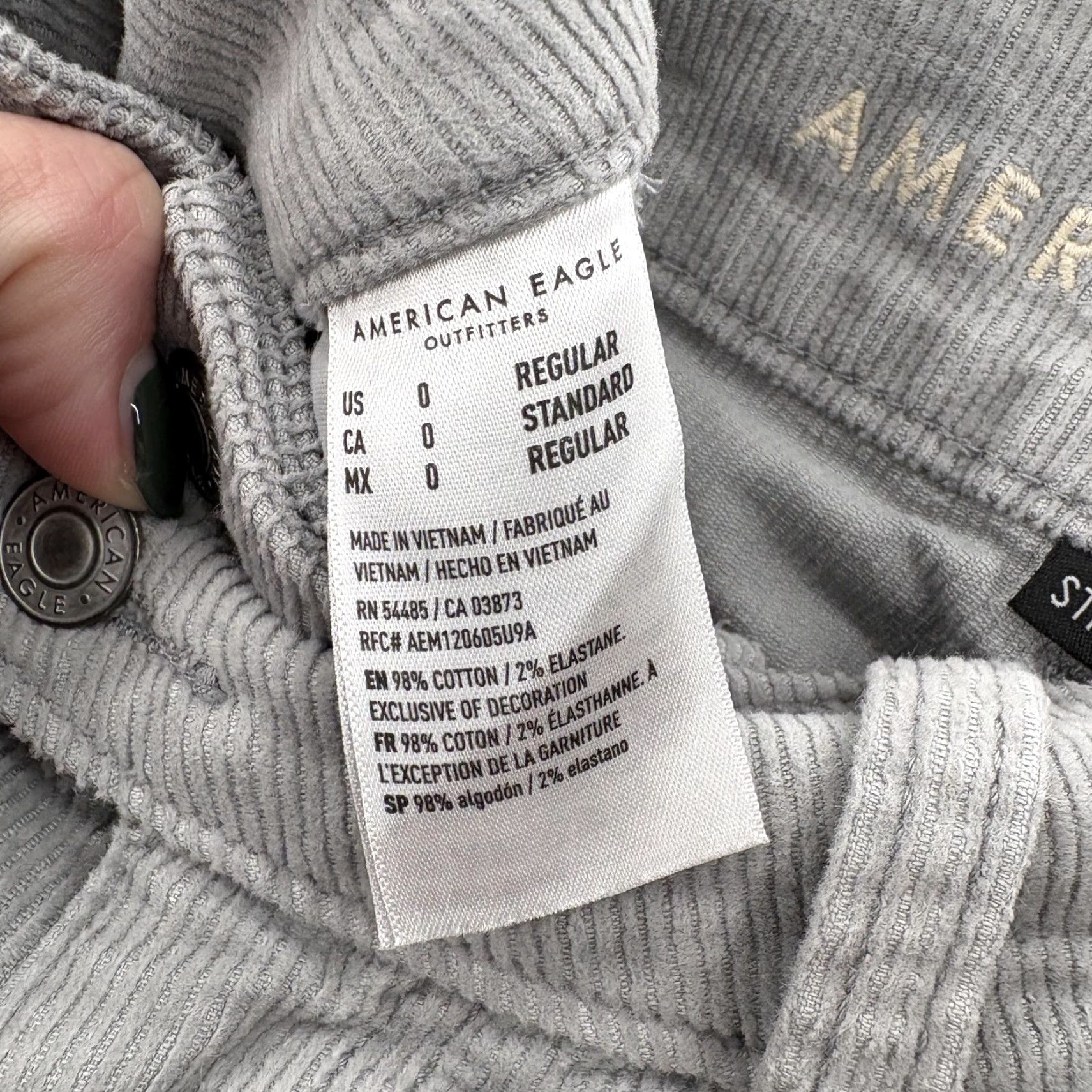 American Eagle Outfitters VINTAGE American Eagle Pants Womens 0 Gray Corduroy Bootcut Stretch Low Rise Casual Y2K Size 25" / US 0 / IT 36 - 5 Thumbnail