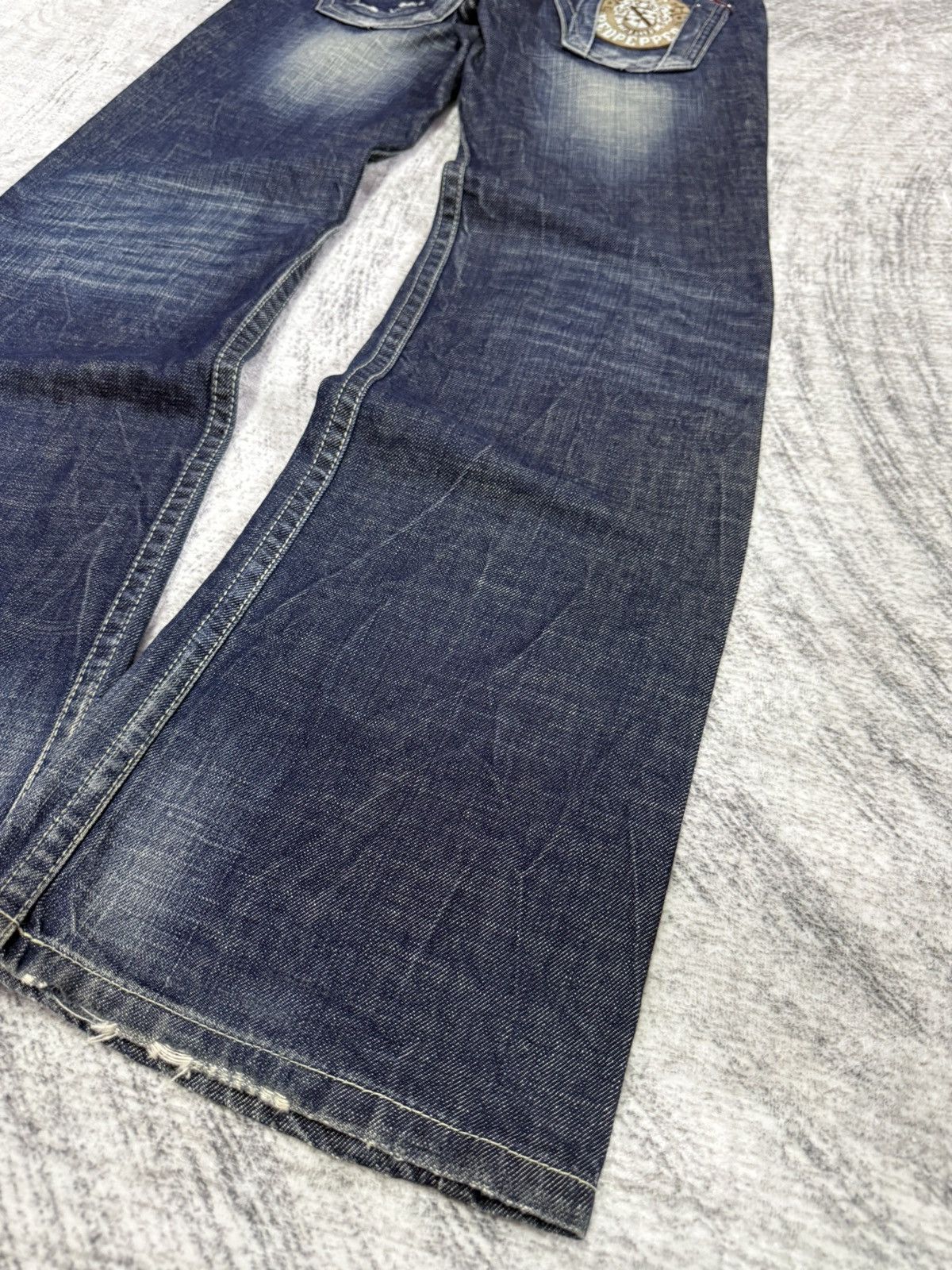 Japanese Brand × Tete Homme × semanticdesign Red Pepper Japan Heavy Wash Low Rise Flared Jeans Size US 29 - 20 Thumbnail