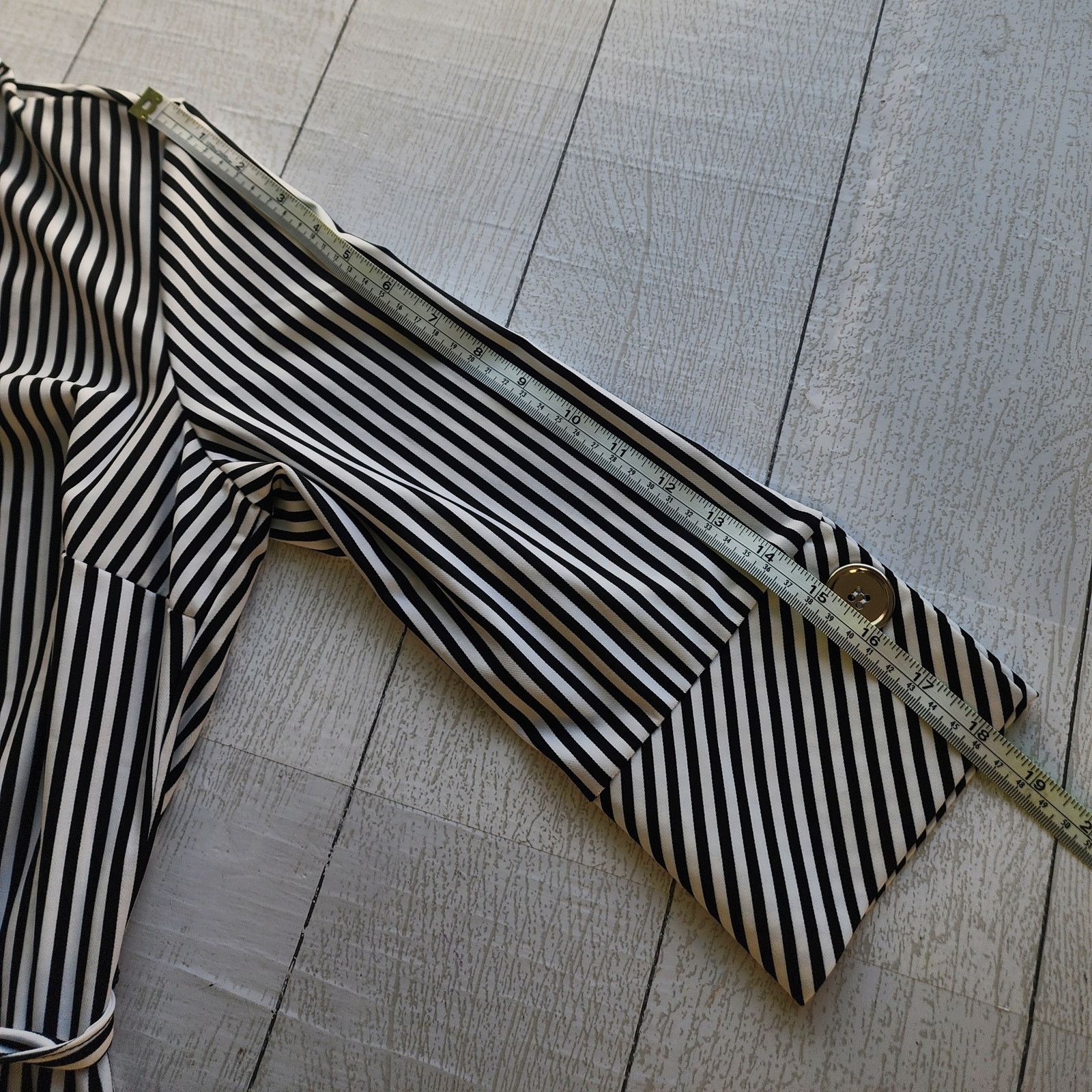 Other Mlle Gabrielle Black White Stripe Belted Shirt Dress Large Size L / US 10 / IT 46 - 6 Thumbnail