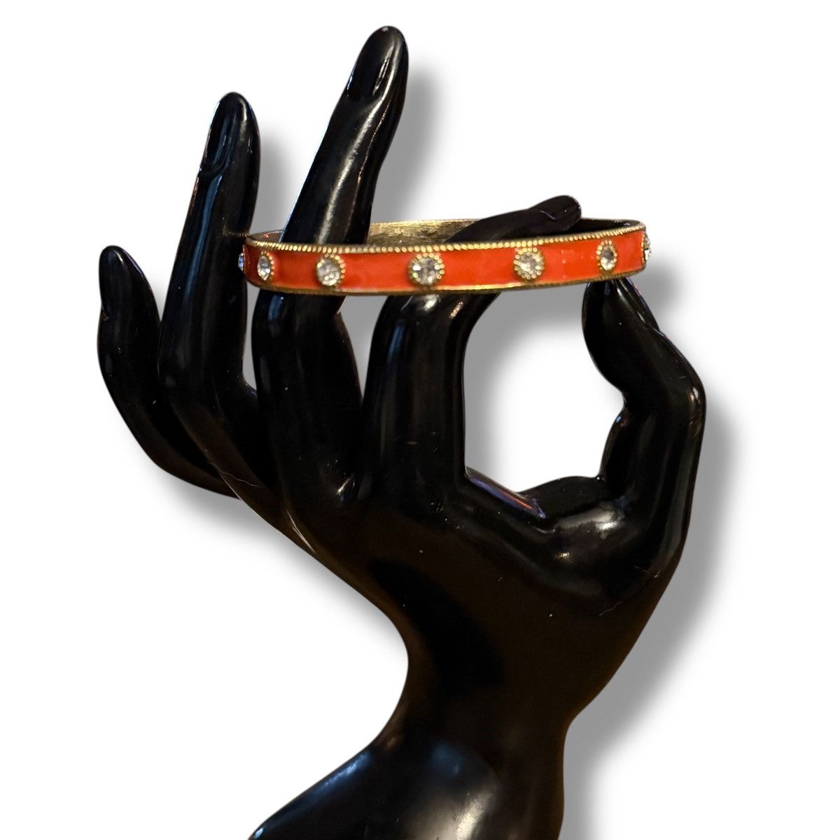 Other Gold tone orange enamel rhinestone bangle bracelet Size ONE SIZE - 3 Thumbnail