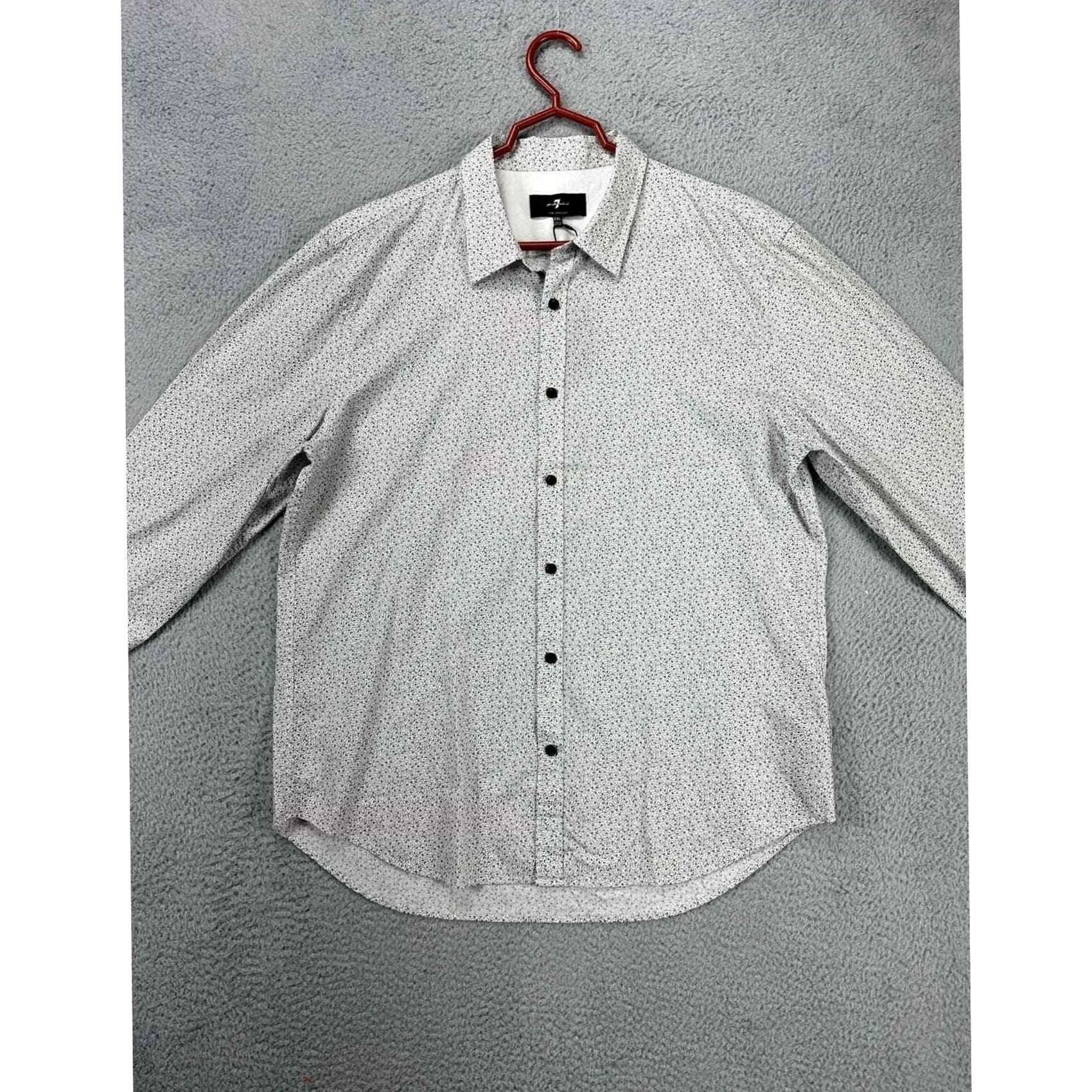7 For All Mankind 7 For All Mankind Shirt Adult 2XL Grey Floral Button Up Long Sleeve Mens Size US XXL / EU 58 / 5 - 3 Thumbnail