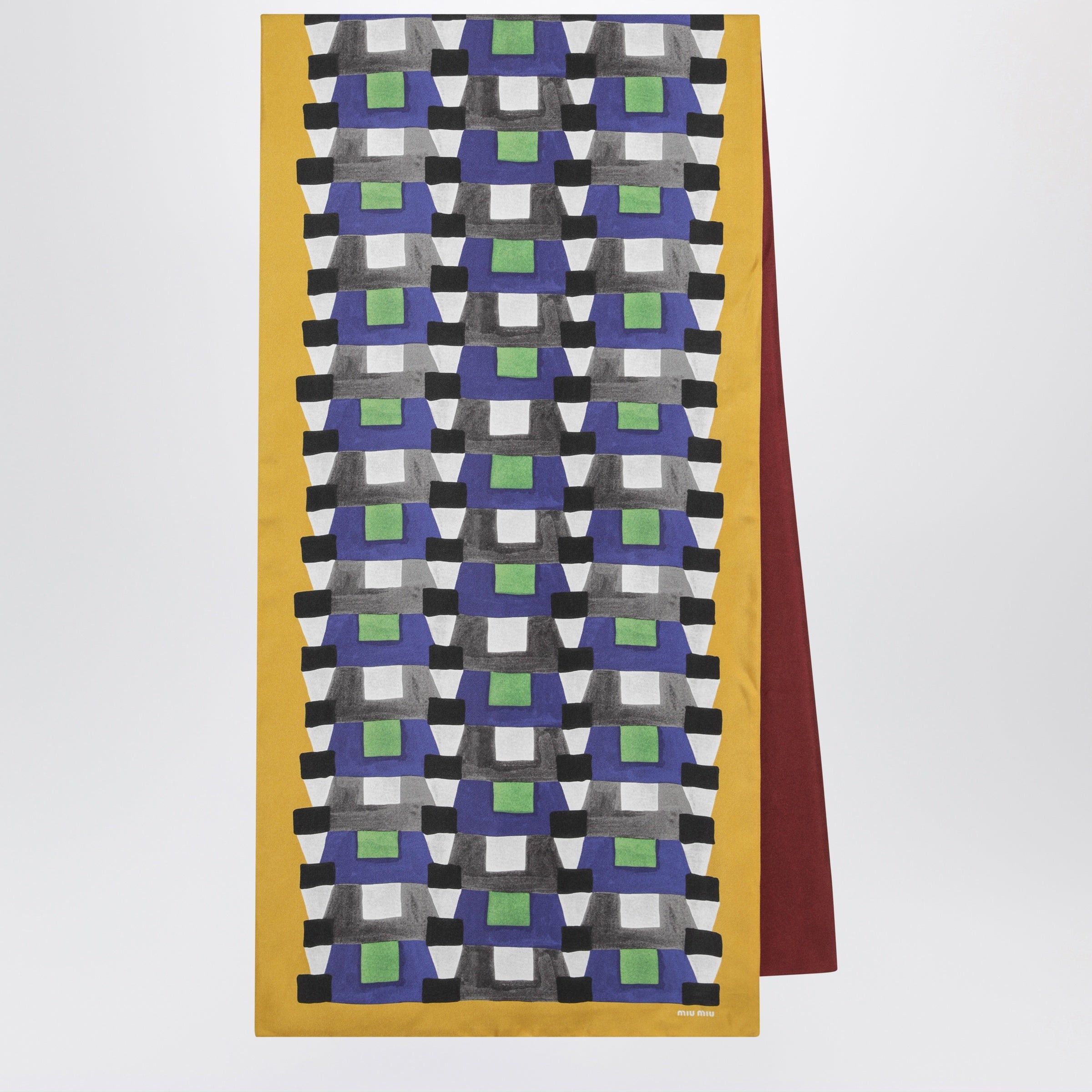 Miu Miu Miu Miu Printed Silk Twill Scarf Indigo/Mustard Size ONE SIZE - 1 Preview