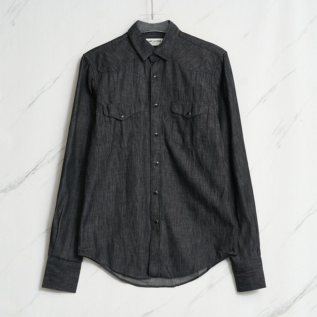 Saint Laurent Paris Saint Laurent Men's Logo Denim Shirt Size US XXS / EU 40 - 1 Thumbnail