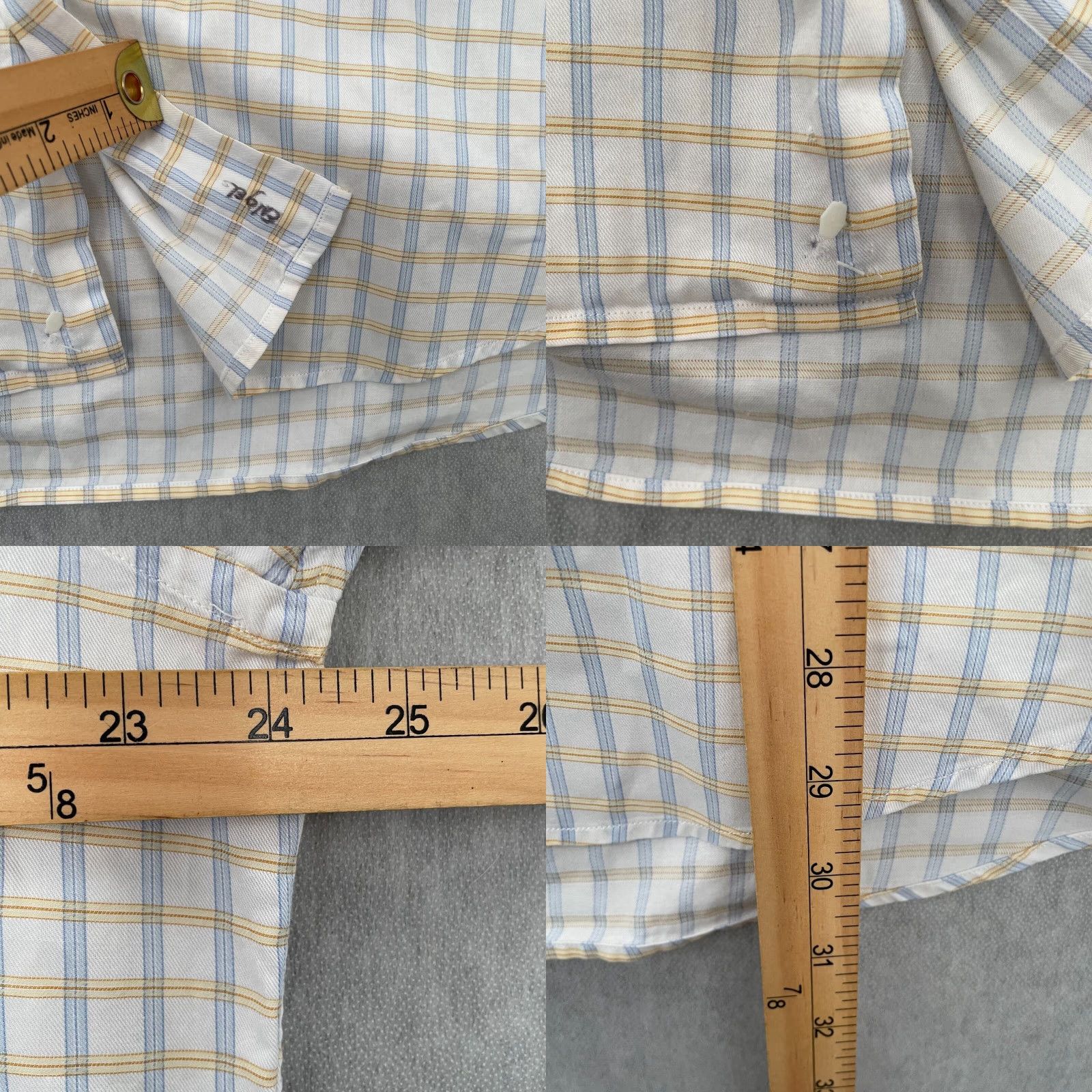 Vintage VINTAGE Luciano Barbera Shirt Adult Large Long Sleeve Button-Up Check Casual Mens L White Blue Yellow Size US L / EU 52-54 / 3 - 8 Thumbnail