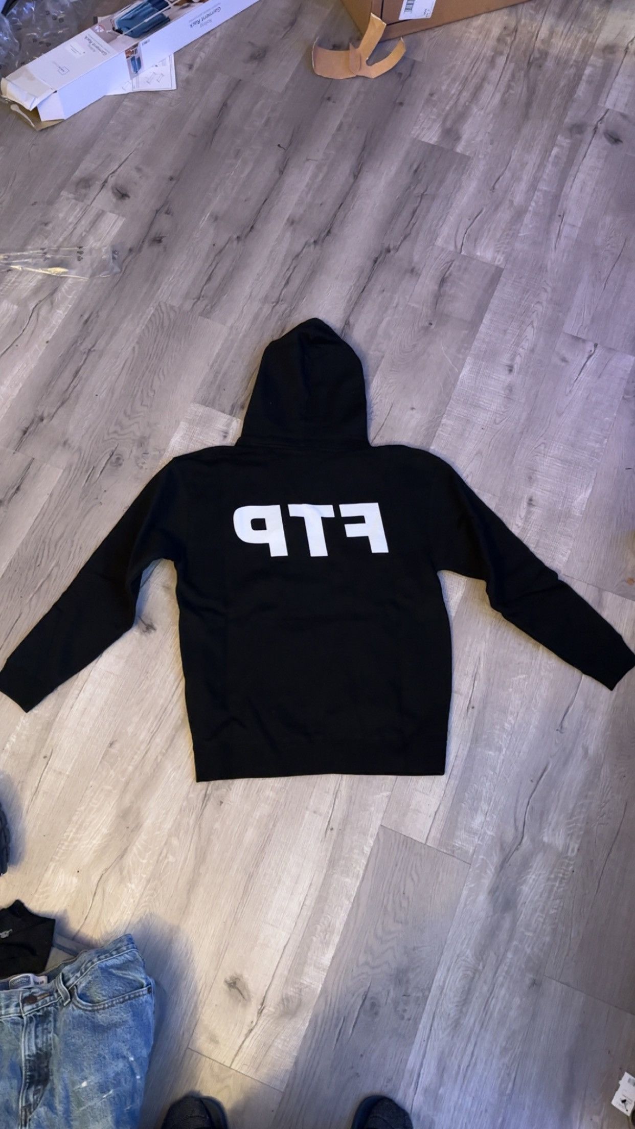 image of Fuck The Population x G59 Records Ftp Reverse Logo Pullover Hoodie in Black, Men's (Size Large)