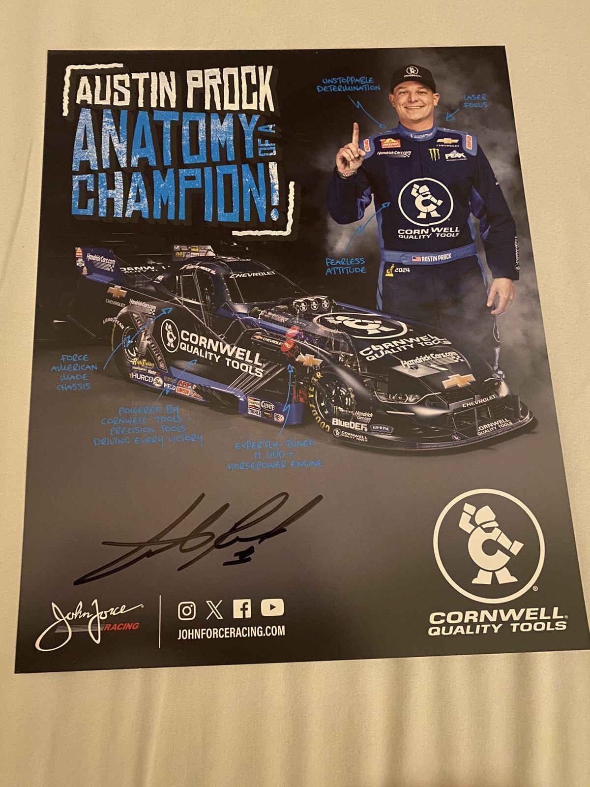Fox Racing Anthony prock signed photo chevy John force racing Size ONE SIZE - 1 Thumbnail
