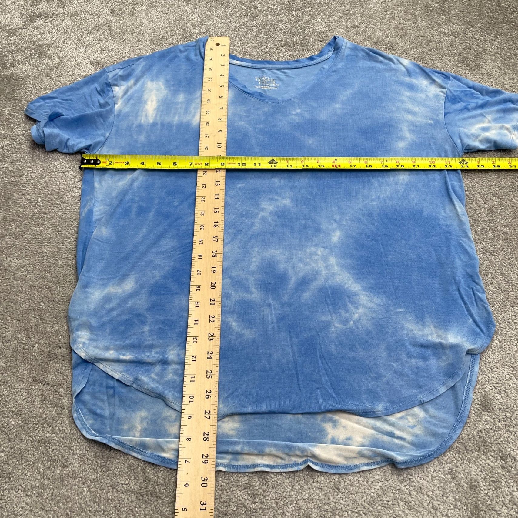 Vintage Time And Tru Tie-Dye T-Shirt Womens Large Blue V-Neck Short Sleeve Casual Tee Size L / US 10 / IT 46 - 7 Thumbnail