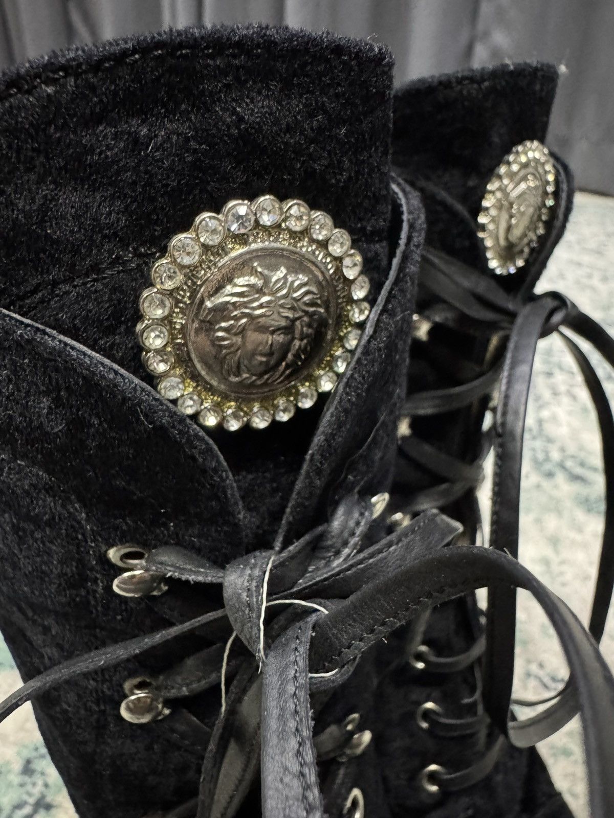 Other VINTAGE GIANNI VERSACE VELVET MEDUSA HEAD ANKLE BOOTS Size US 6.5 / IT 36.5 - 7 Thumbnail