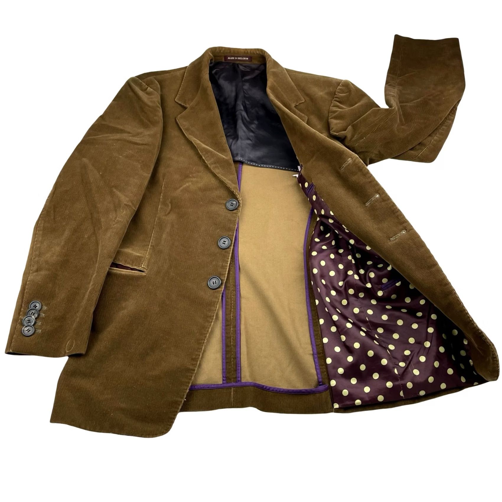Paul Smith Paul Smith Blazer Men Corduroy 2-Button Brown Polka Dot Lining Jacket Coat Short 36 36S US Regular Chest 36 Notch Lapel Vintage: No Mens Size 36R - 3 Thumbnail