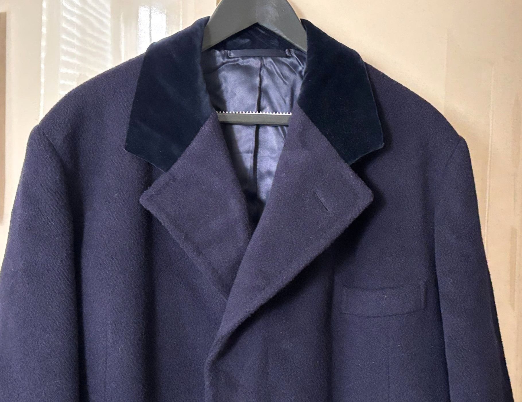 Crombie Crombie Mens Wool Overcoat With Velvet Collar Navy Blue Size US XL / EU 56 / 4 - 3 Thumbnail