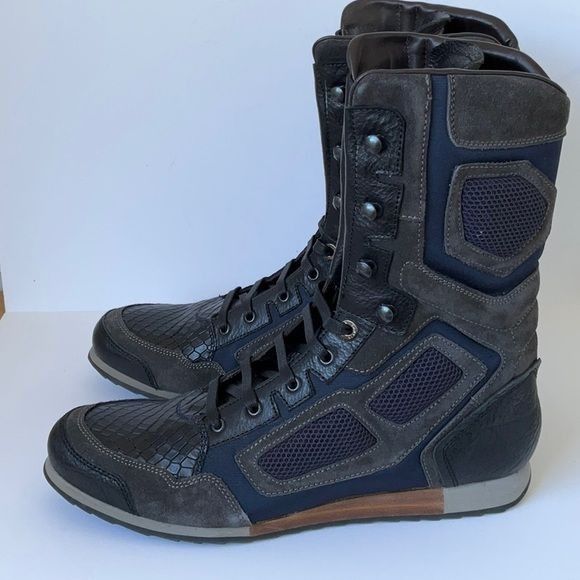 Lanvin Mens LANVIN Python Embossed High Sneakers in Marine Blue siz Size US 11 / EU 44 - 2 Thumbnail