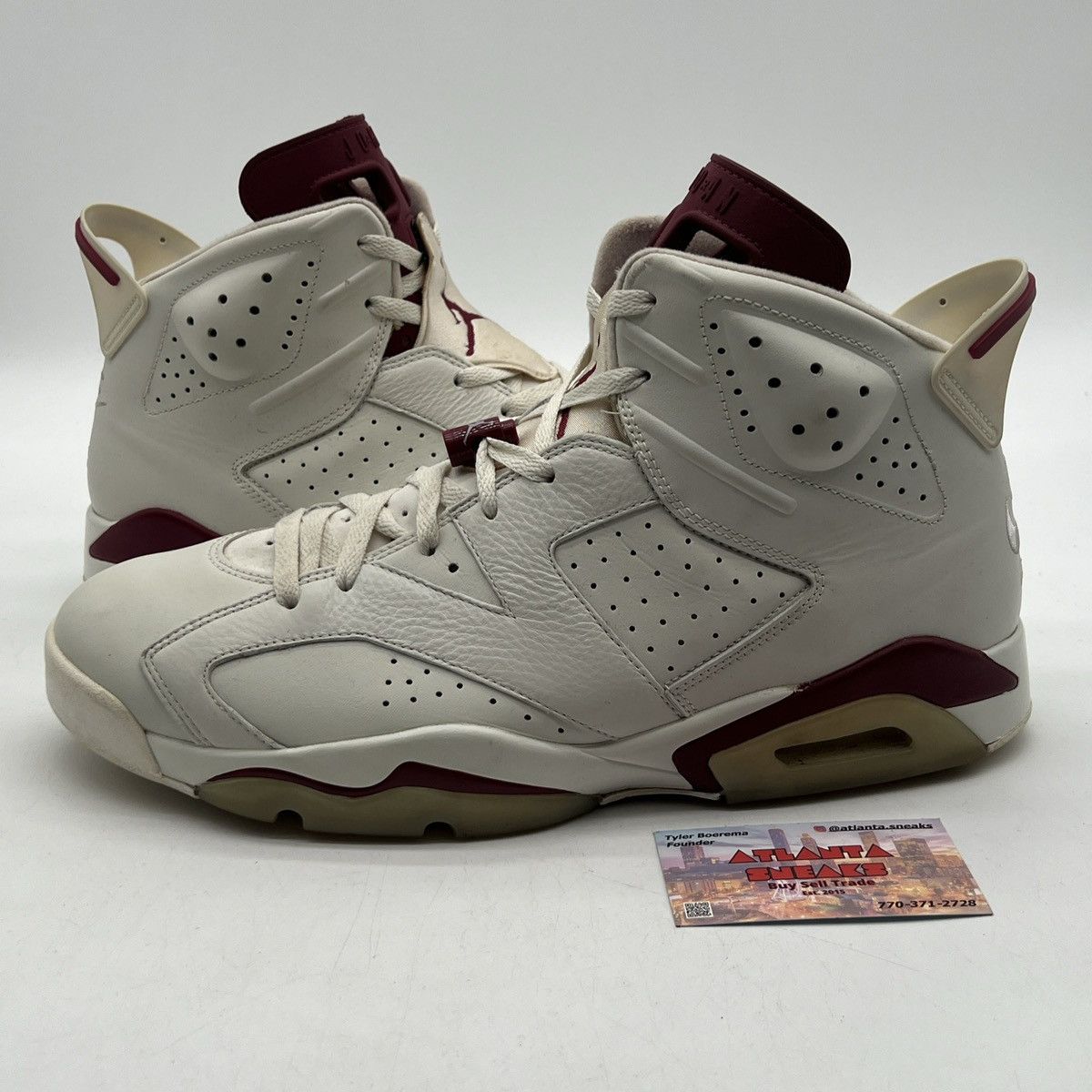 image of Air Jordan 6 Maroon Shoes in White, Men's (Size 14)