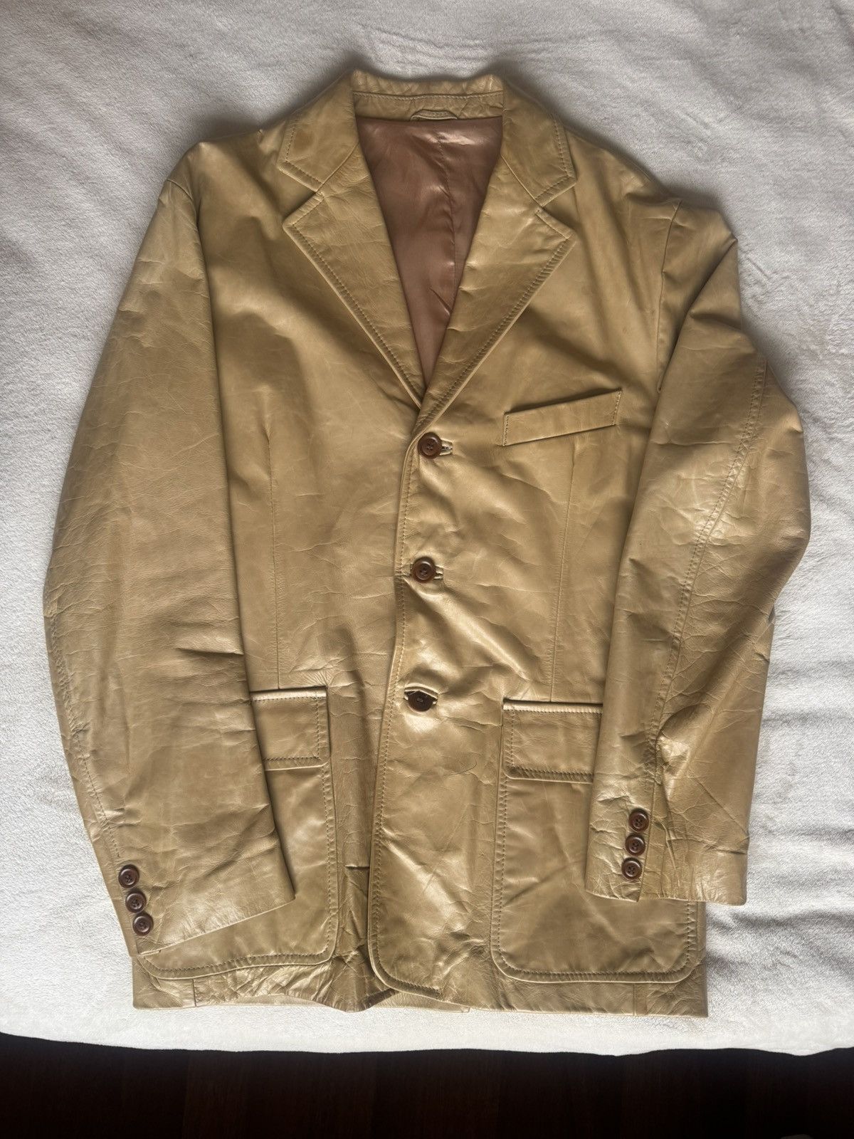Matrix gold beige leather coat