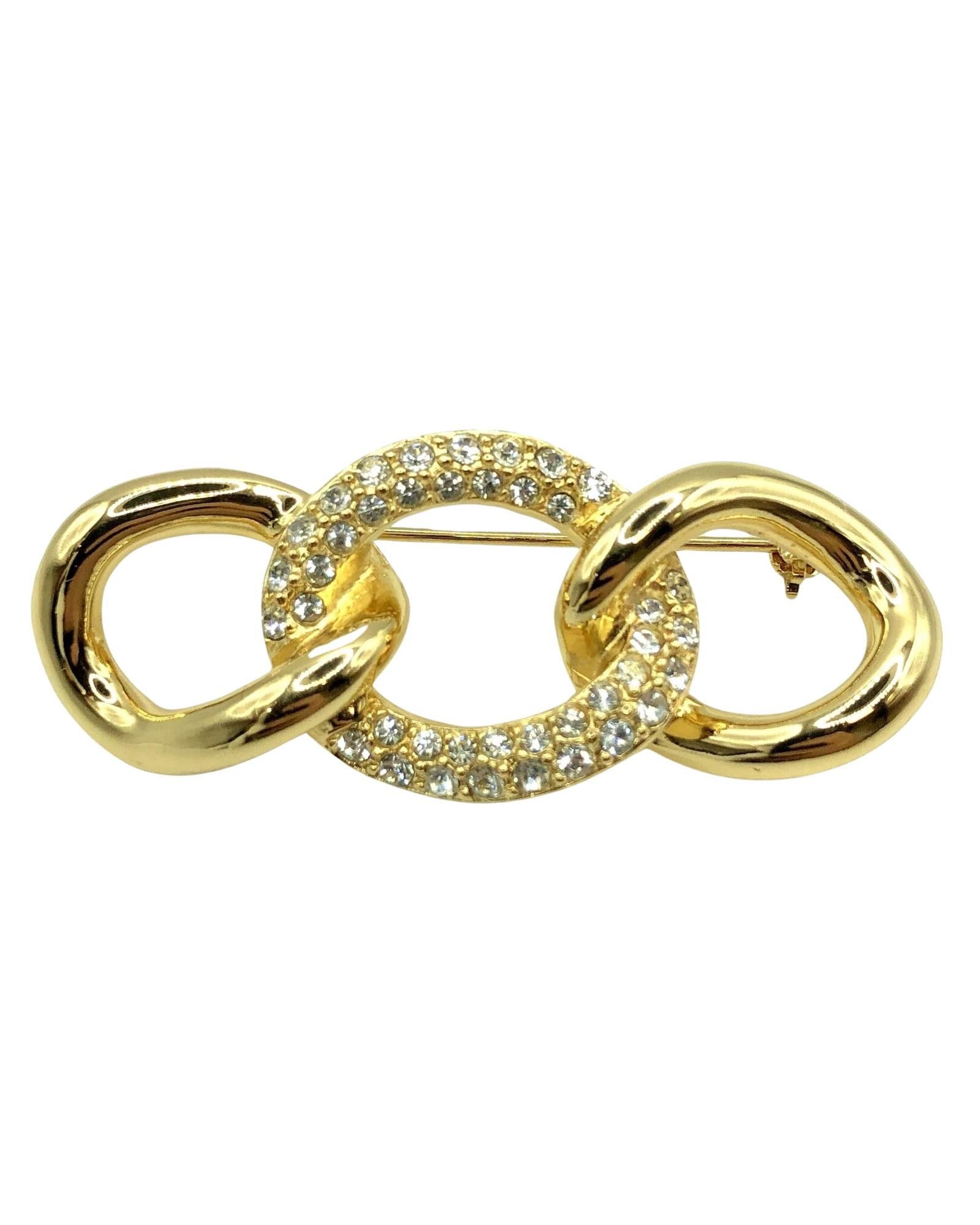 image of Dior Elegant Gold Rhinestone Brooch For Women