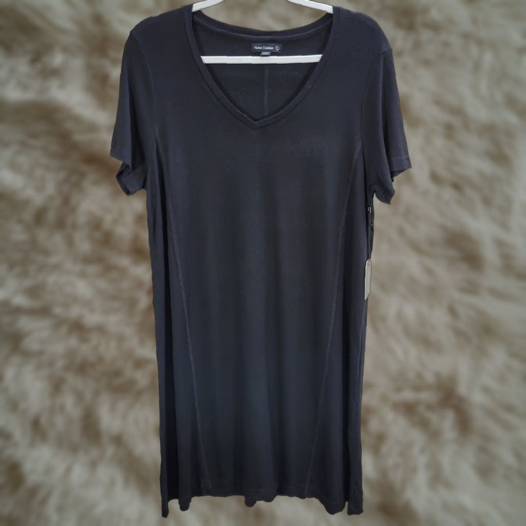 Native Native Outsiders Black T-Shirt Dress Short Sleeve Casual Sz L NWT Womens Rayon Dress Length Short T-Shirt Dress Black Size L / US 10 / IT 46 - 1 Thumbnail