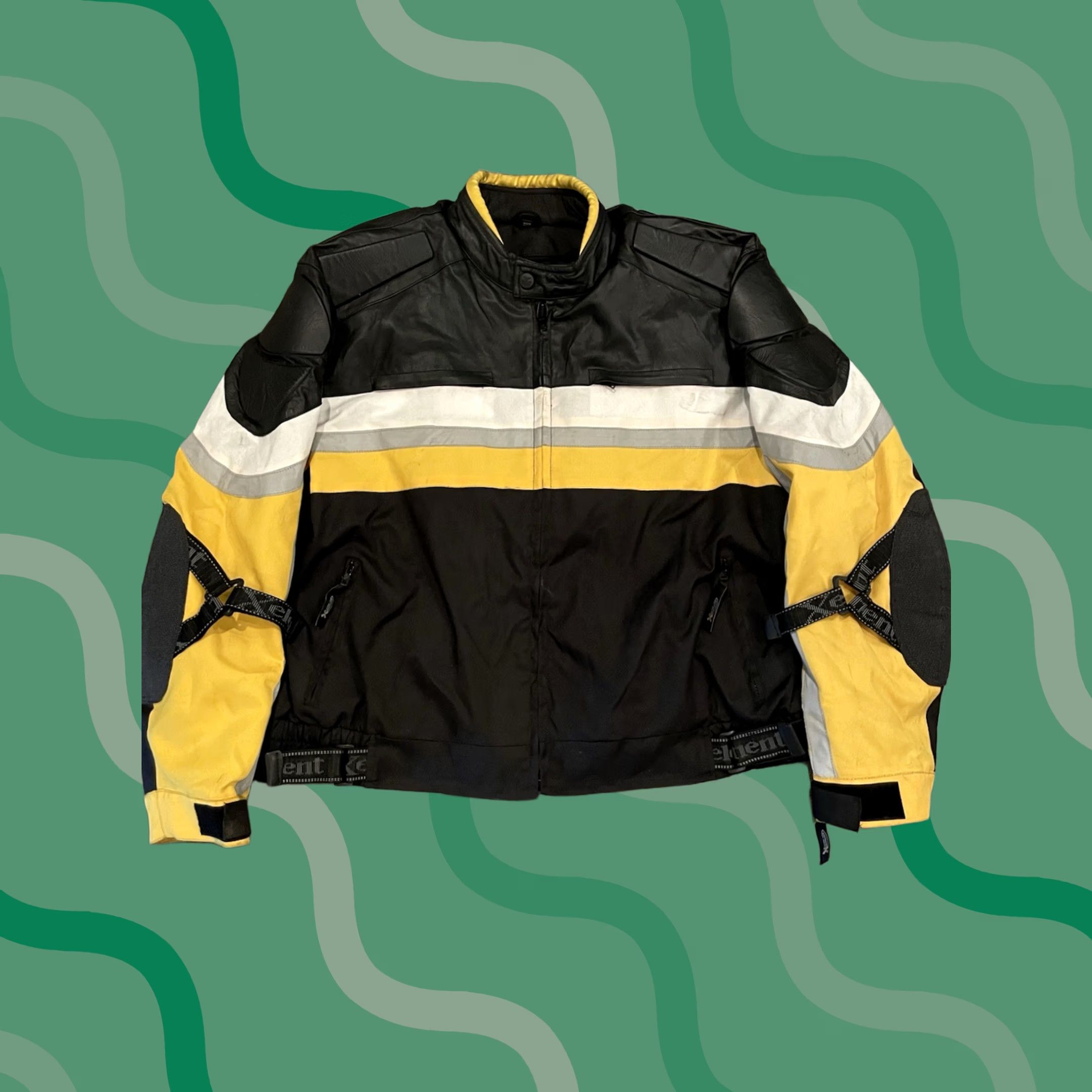 Element VINTAGE Xelement Motorcycle Jacket Nylon Black Yellow Padded Racing Men's 5XL Jacket Mens 5XL Black Nylon Racing Motorcycle Theme 1990s? Size US XXL / EU 58 / 5 - 1 Thumbnail