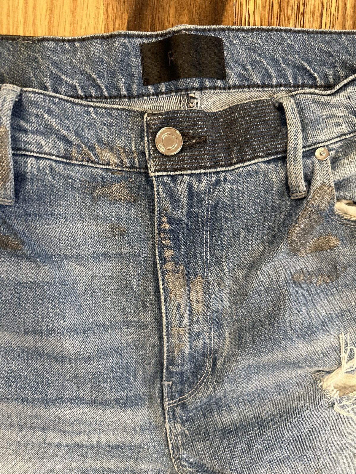 Rta RTA Silver Splatter Blue Denim Jeans Size 31 Size US 31 - 4 Thumbnail