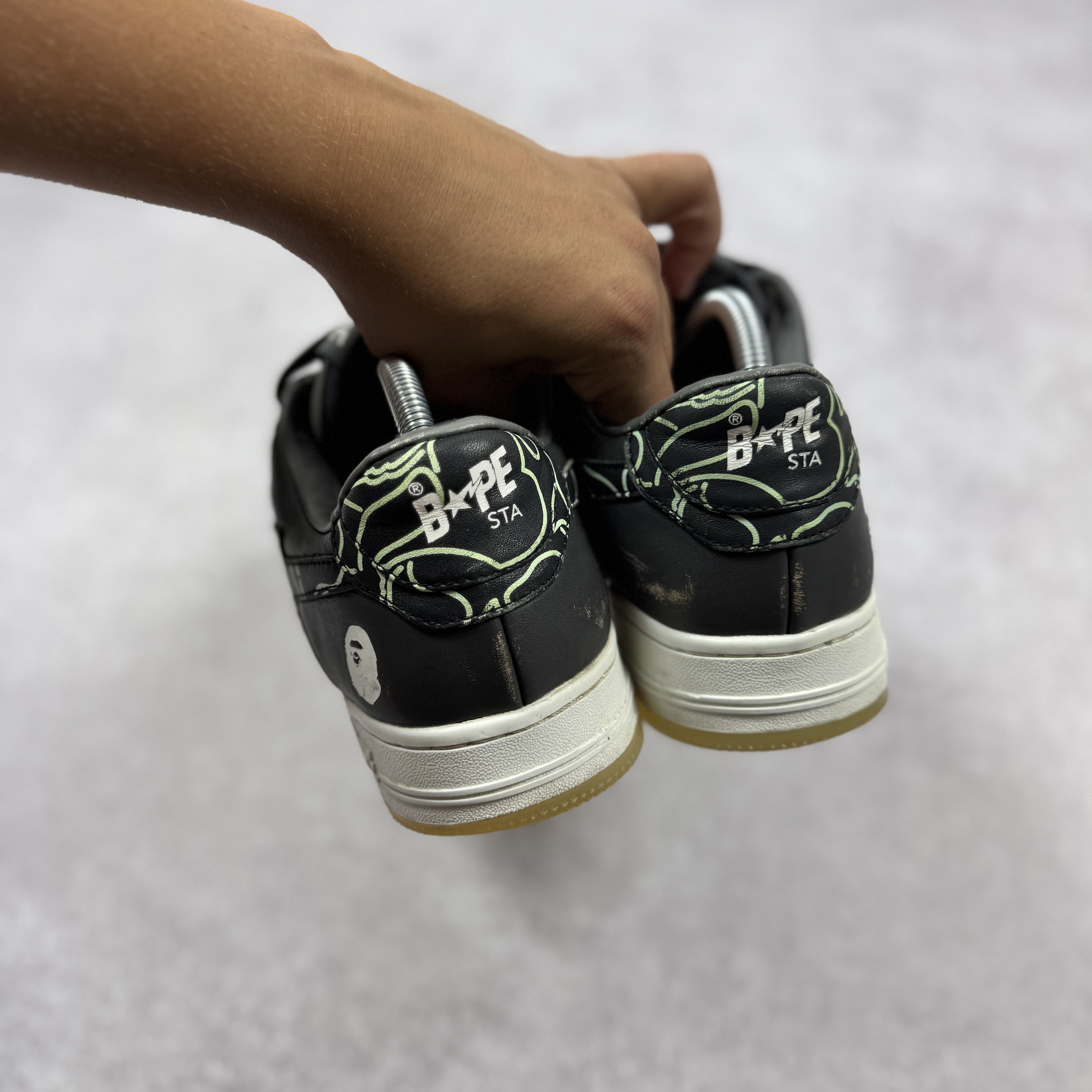 Bape Mens Bape STA #1 0ZXSHM91X007I Gray Leather Sneakers Size 42 Size US 9 / EU 42 - 8 Thumbnail