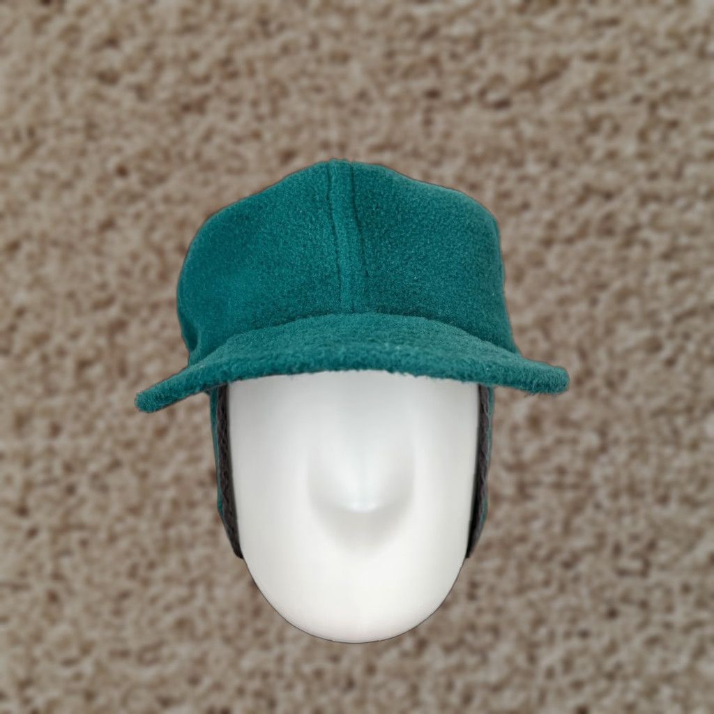 VINTAGE Melin Hat Cap Trapper Adult Medium Teal Ear Flap Made In USA Poly C Green 80s Mens Trapper Hat