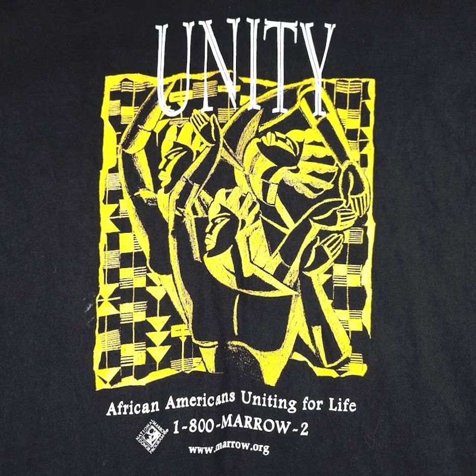 Hanes VINTAGE Hanes T-Shirt Mens XL Black 90s Y2K Unity African American Marrow Donor Shirt Size US XL / EU 56 / 4 - 3 Thumbnail