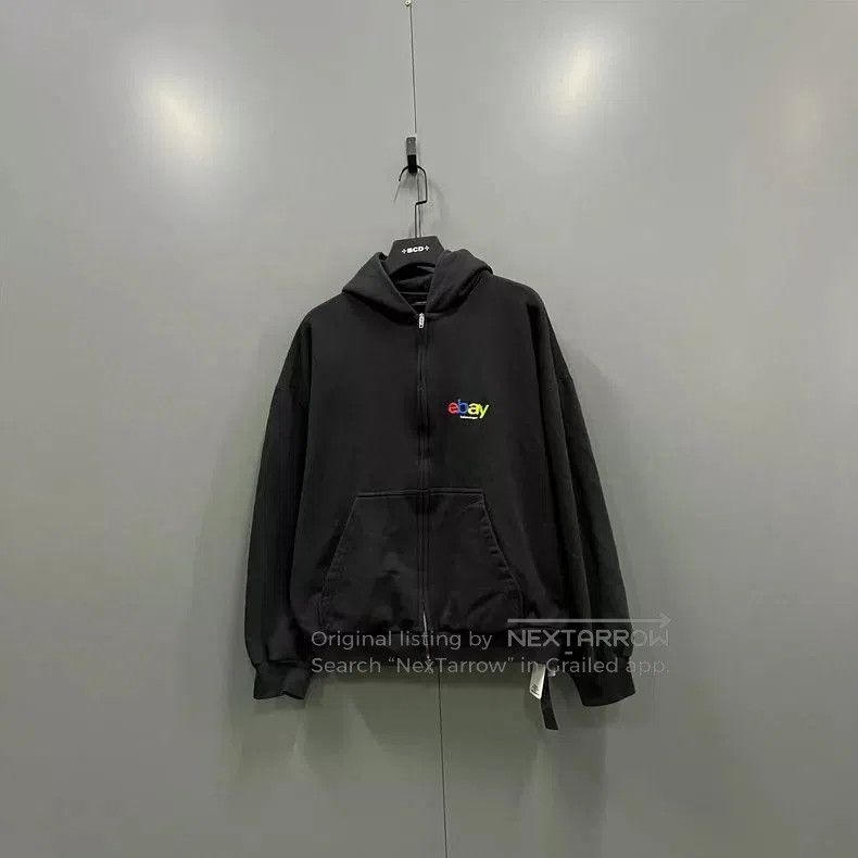 Balenciaga Embroidered Logo Zip Hoodie.