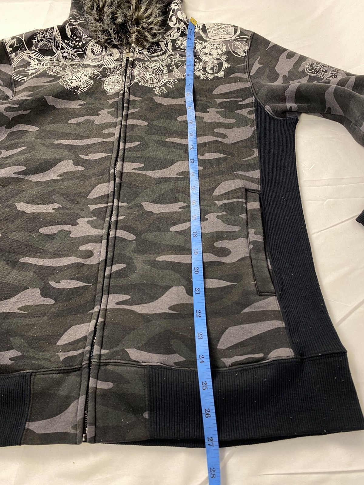 If Six Was Nine Rare 🔥 Splendid Satisfaction Camo Zip Fur Hoodie Punk Style Size US L / EU 52-54 / 3 - 14 Thumbnail