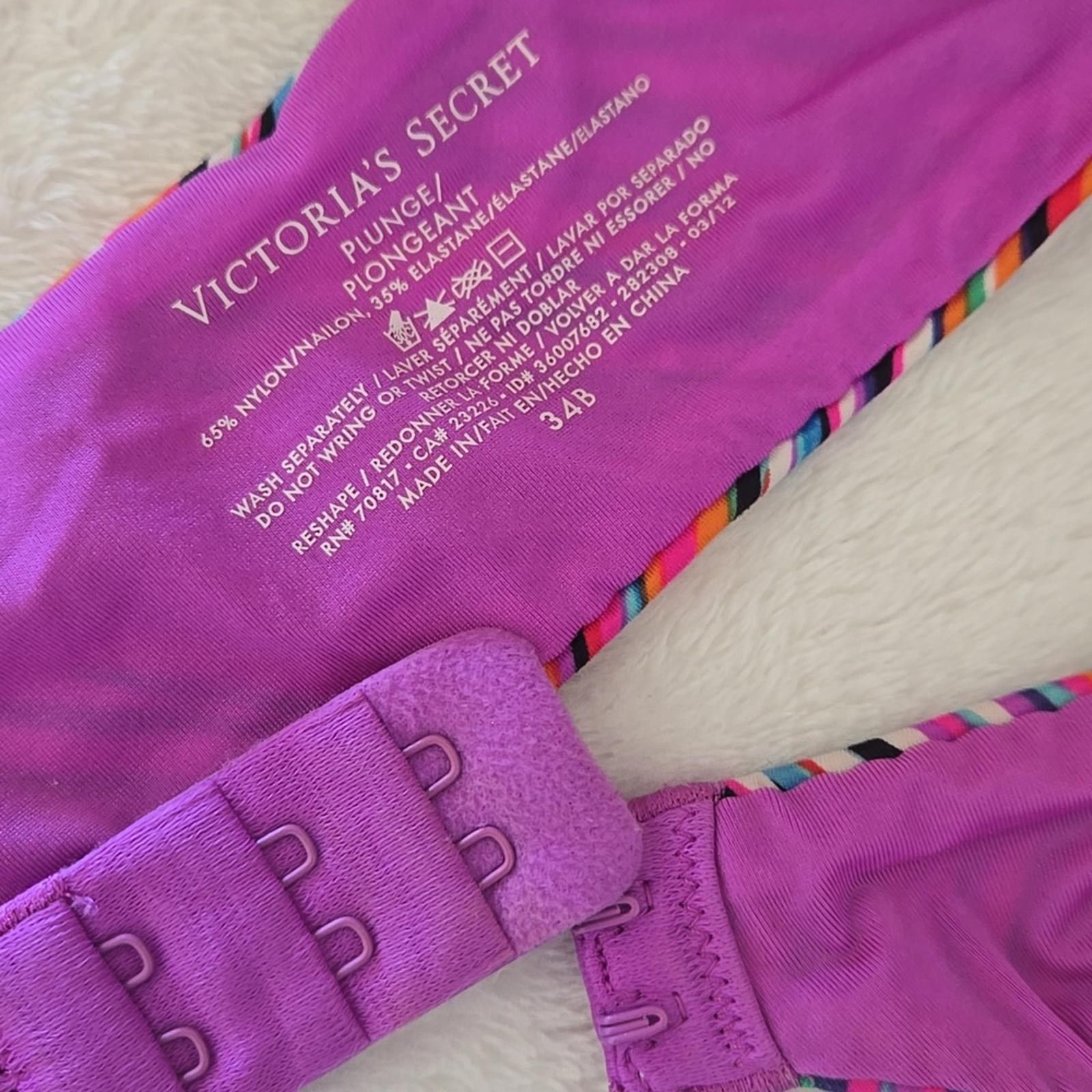 Other Victoria’s Secret Multicolor Striped Plunge Bra Size 34B Size ONE SIZE - 4 Thumbnail
