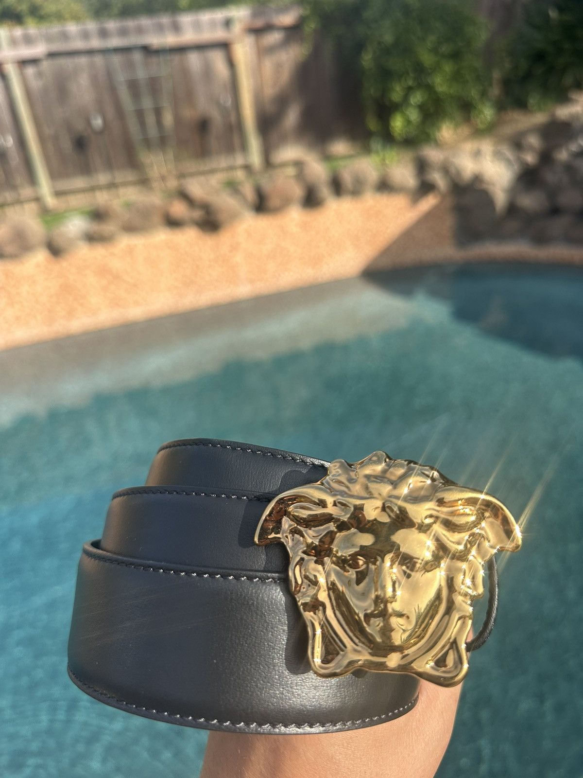 Versace LA MEDUSA LEATHER BELT 4 CM Size 38 - 1 Thumbnail