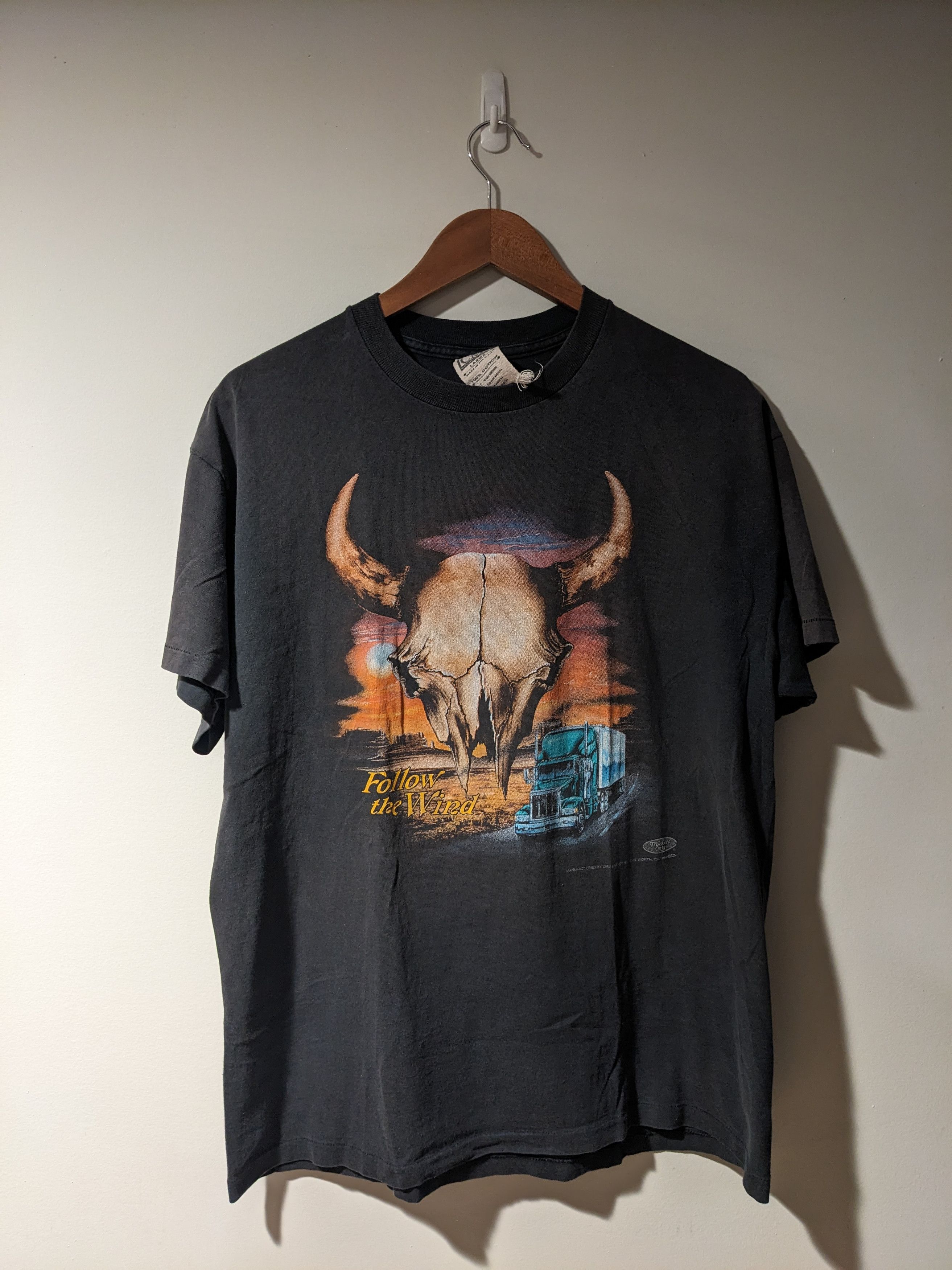Harley Davidson × Vintage Vintage 90s OX Head Follow the Wind Harley Davidson T-Shirt Size US L / EU 52-54 / 3 - 1 Thumbnail