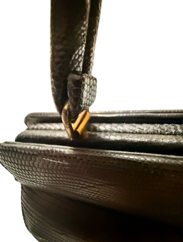 Other Vintage Crouch & Fitzgerald Black Reptile Leather Handbag Size ONE SIZE - 12 Thumbnail