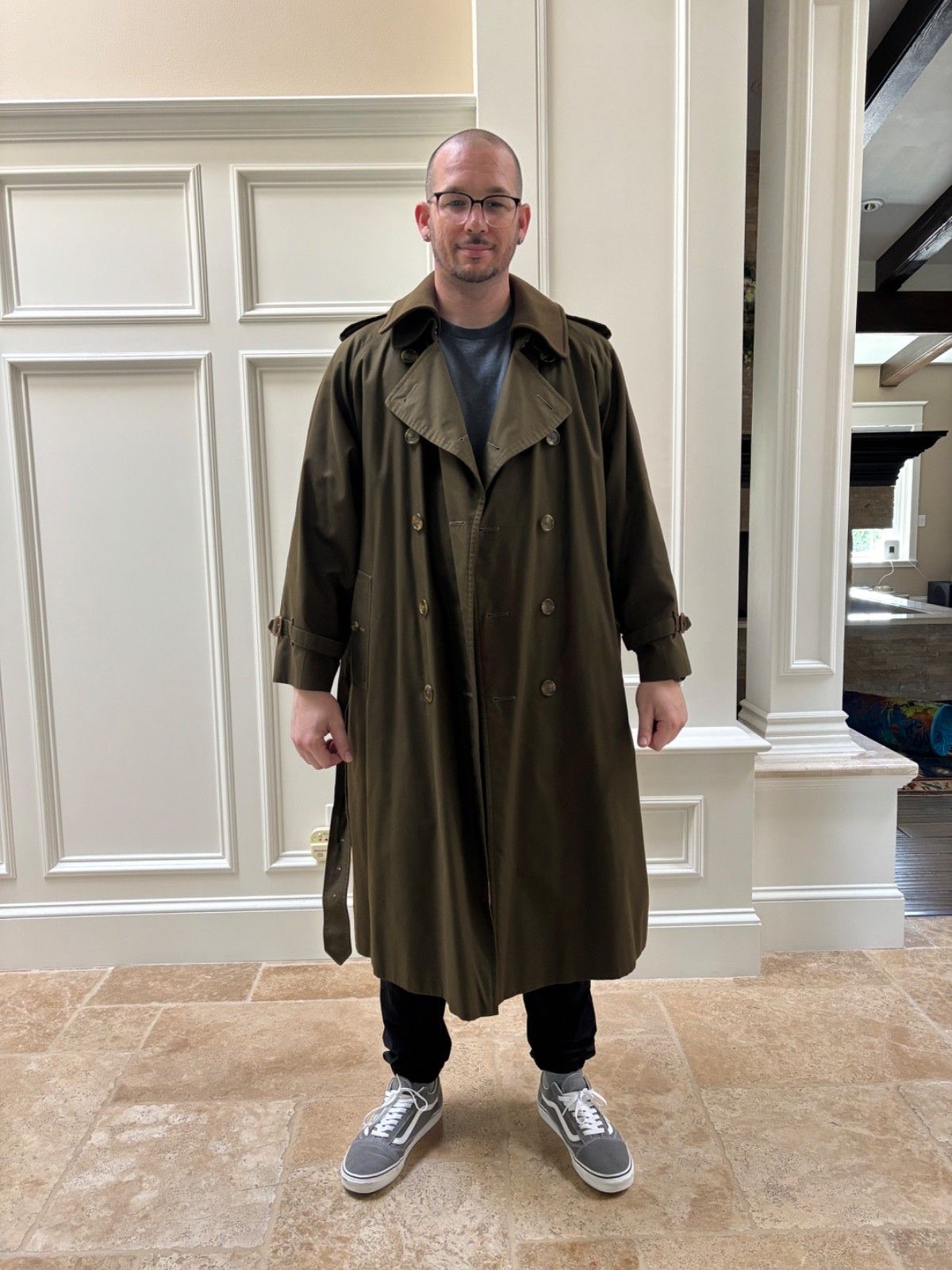 Burberry Rare M46 90s Burberry Trench Coat w/ Green House Check Size US XL / EU 56 / 4 - 4 Thumbnail