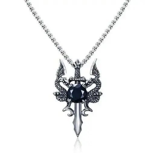 VIBE Double Dragon Sword Pendant Necklace Size ONE SIZE - 1 Thumbnail