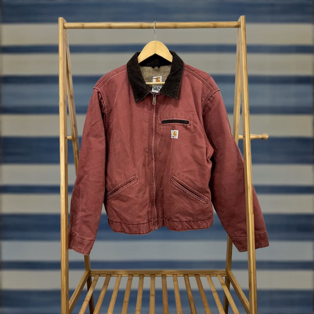 Carhartt VTG Carhartt Women's Salmon Rose Blanket Sherpa Lined Detroit Canvas Jacket XL Bomber Jacket Rose Womens XL Size XL / US 12-14 / IT 48-50 - 1 Thumbnail