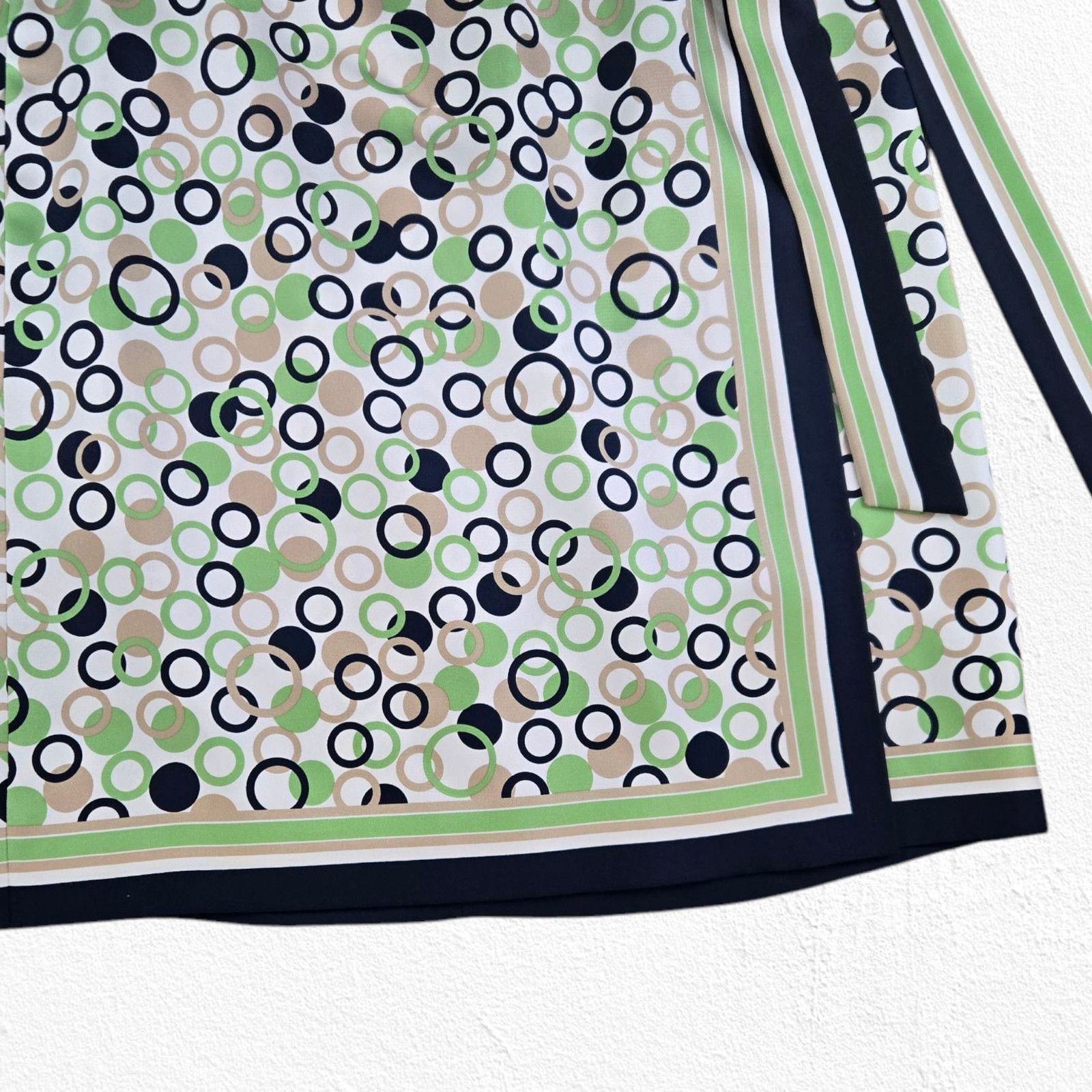 Vintage Vintage Green Navy Retro Mod Silk Wrap Skirt Size 12 Size 34" / US 12 / IT 48 - 4 Thumbnail
