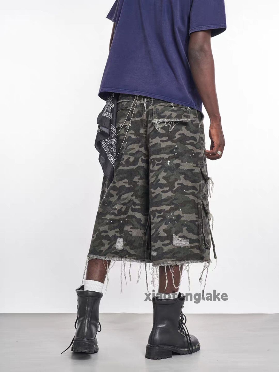 Designer Unisex outdoor utility punk hiphop grunge ripped shorts Size US 32 / EU 48 - 3 Thumbnail