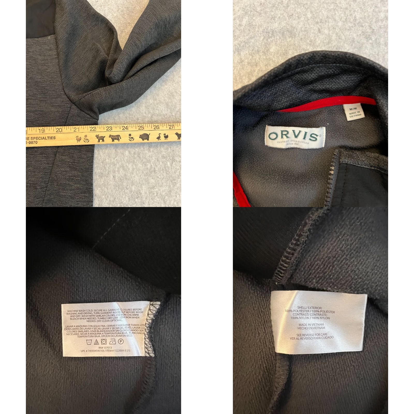 Orvis ORVIS Jacket Men’s Medium Gray Full Zip Fleece Softshell Performance Outdoor Jacket Size US M / EU 48-50 / 2 - 8 Thumbnail