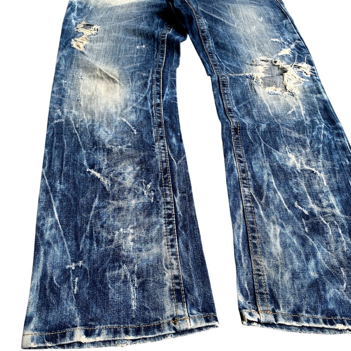 Affliction × Ed Hardy × Tornado Mart Rare Vintage Skulls Wing Embroidered Cloud Distressed Denim Size US 34 / EU 50 - 6 Thumbnail
