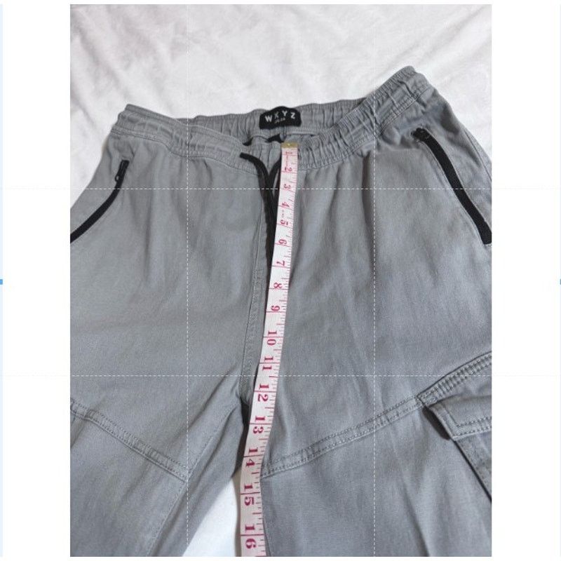 Unknown London WXYZ Essentials Stretch Cargo Jogger Drawstring Pants Gray L Size US 31 - 6 Thumbnail