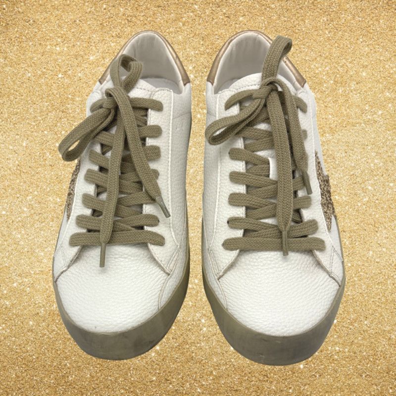 Other SHU SHOP Paula White Sneakers Gold Glitter Stars NEW 8.5 Size US 8.5 / IT 38.5 - 2 Thumbnail