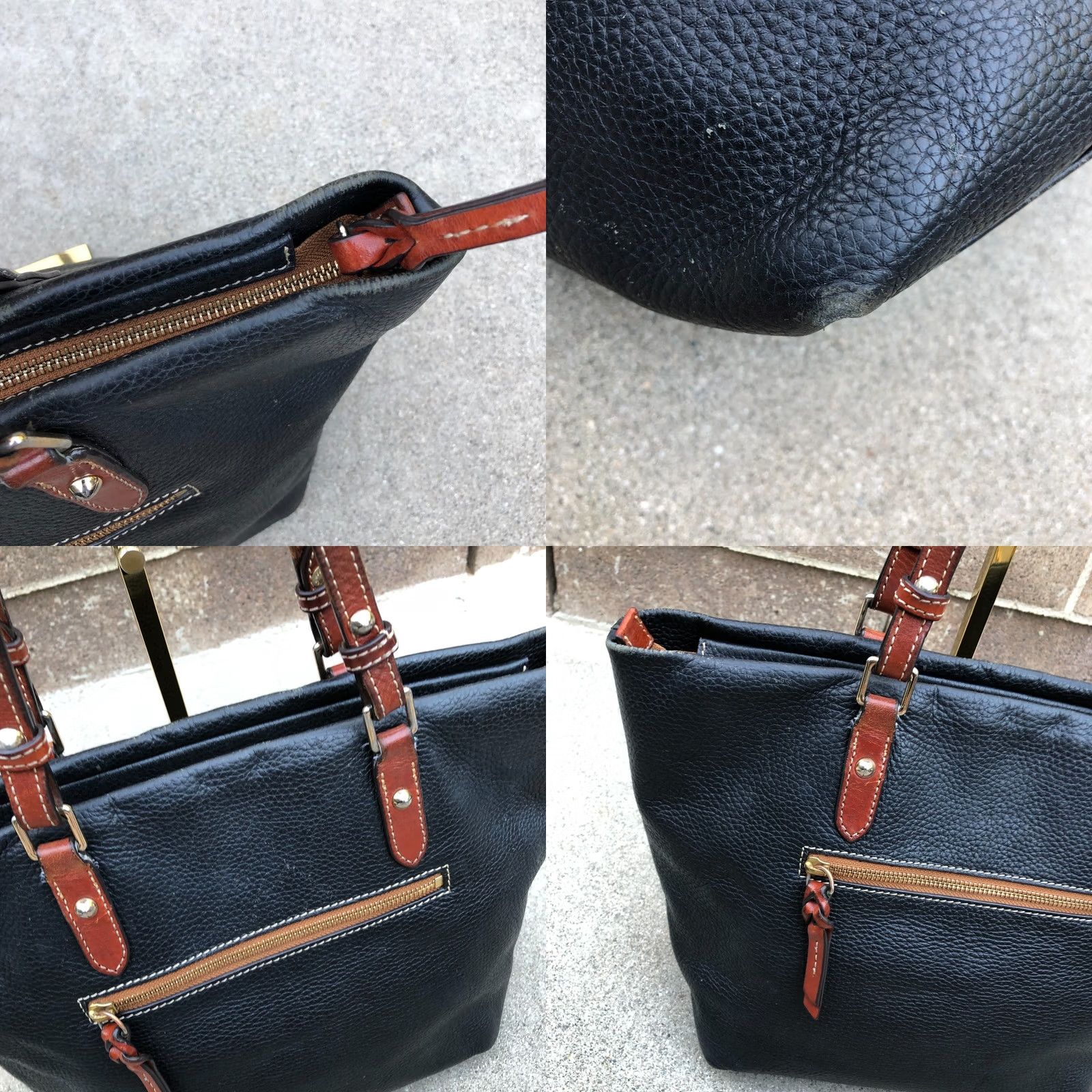Dooney & Bourke DOONEY & BOURKE Leather Large Tote Purse Shoulder Bag Black Zipper Designer Size ONE SIZE - 9 Thumbnail