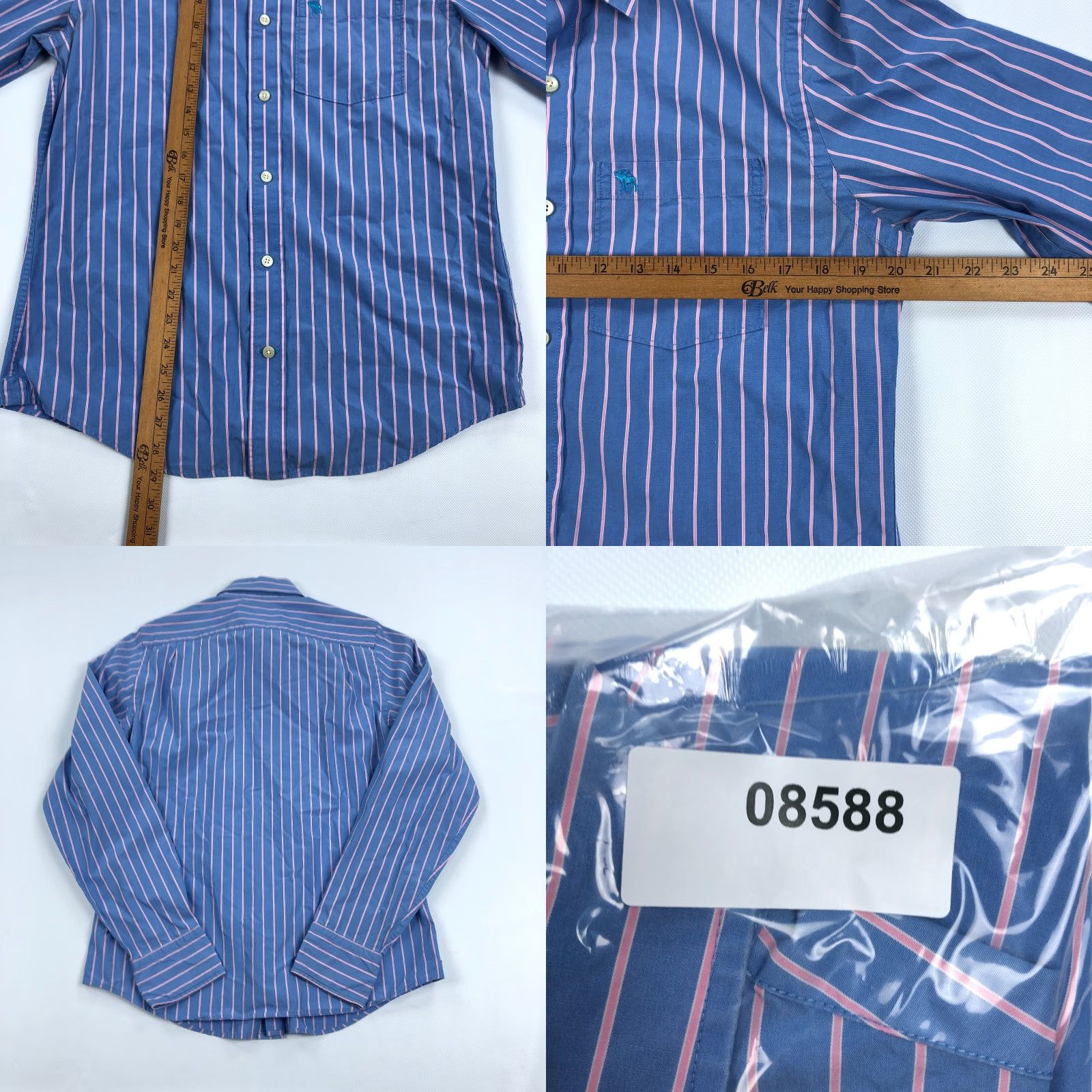 Abercrombie & Fitch Abercrombie & Fitch Shirt Mens Medium Muscle Fit Vintage Y2K Stripe Button-Up Collared Long Sleeve Blue Size US M / EU 48-50 / 2 - 8 Thumbnail