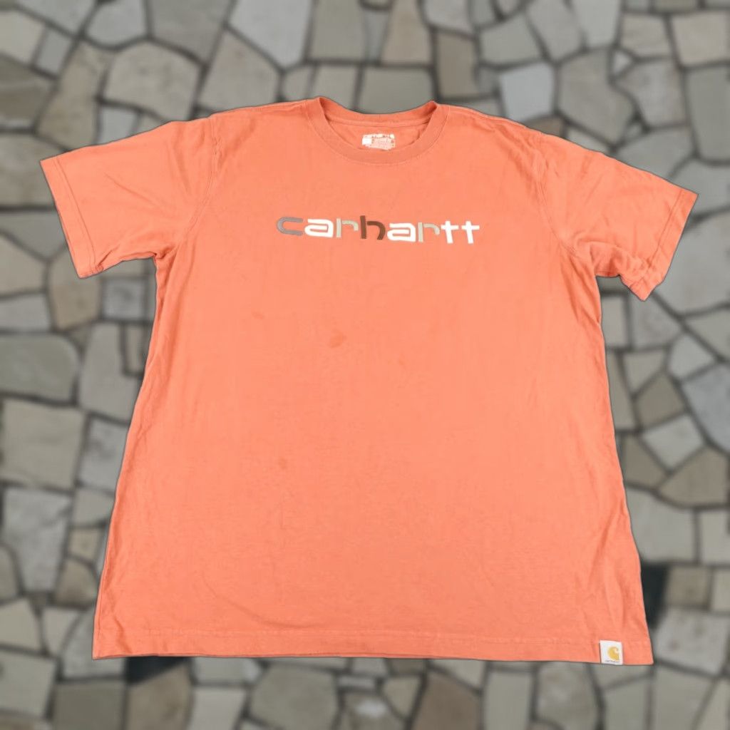 Carhartt VINTAGE Carhartt T-Shirt Mens Large Orange Graphic Logo Heavyweight Workwear Outdoor Size US L / EU 52-54 / 3 - 1 Thumbnail