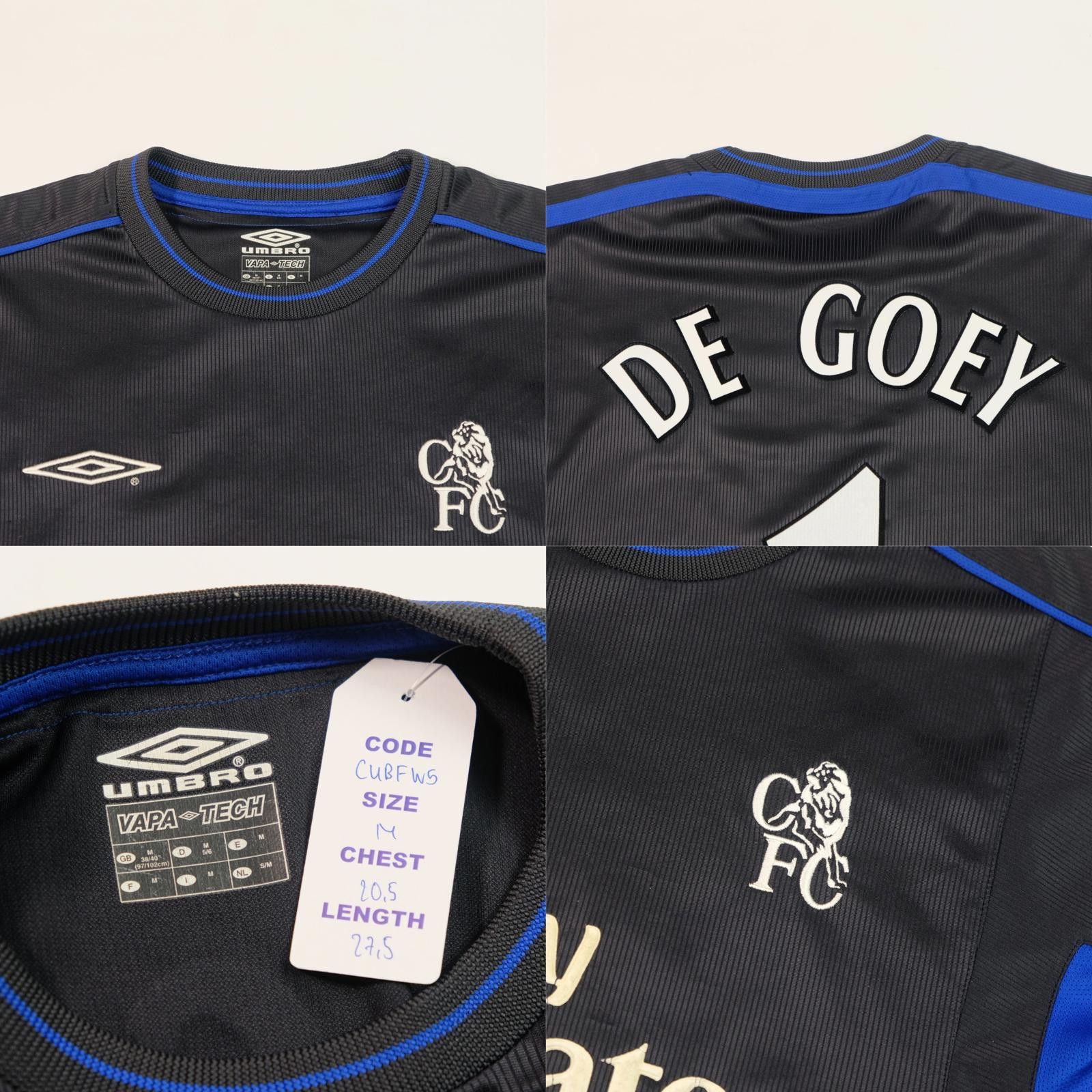 Umbro 2002/03 Chelsea Away Shirt De Goey (M) Size US M / EU 48-50 / 2 - 5 Thumbnail