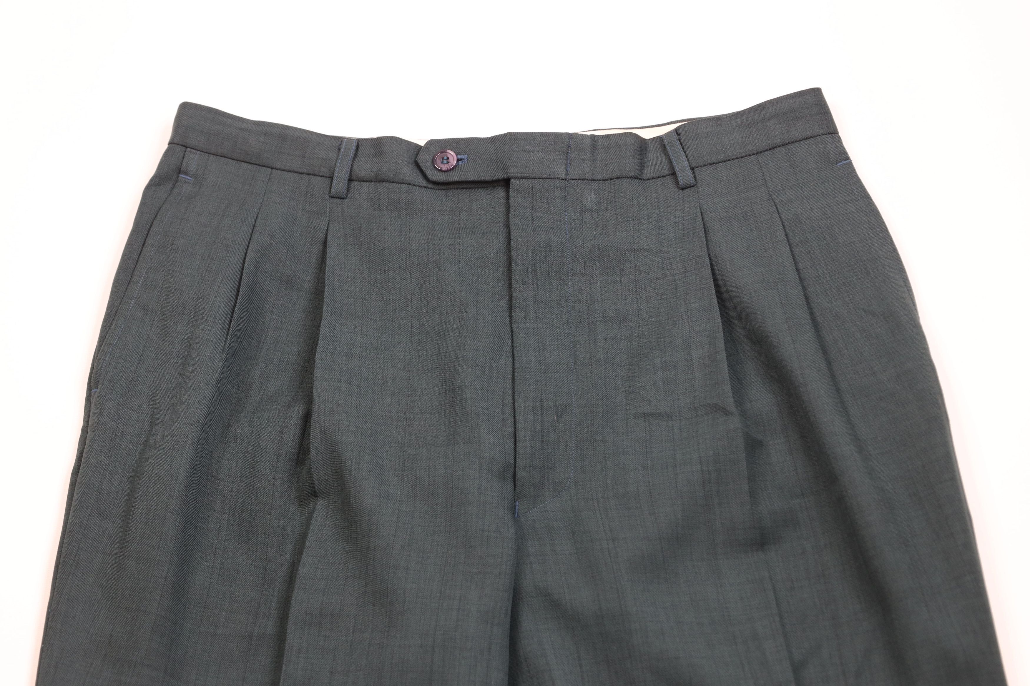 Vintage Vintage 90s Streetwear Pleated Wide Leg Chino Pants Green Size US 34 / EU 50 - 2 Thumbnail