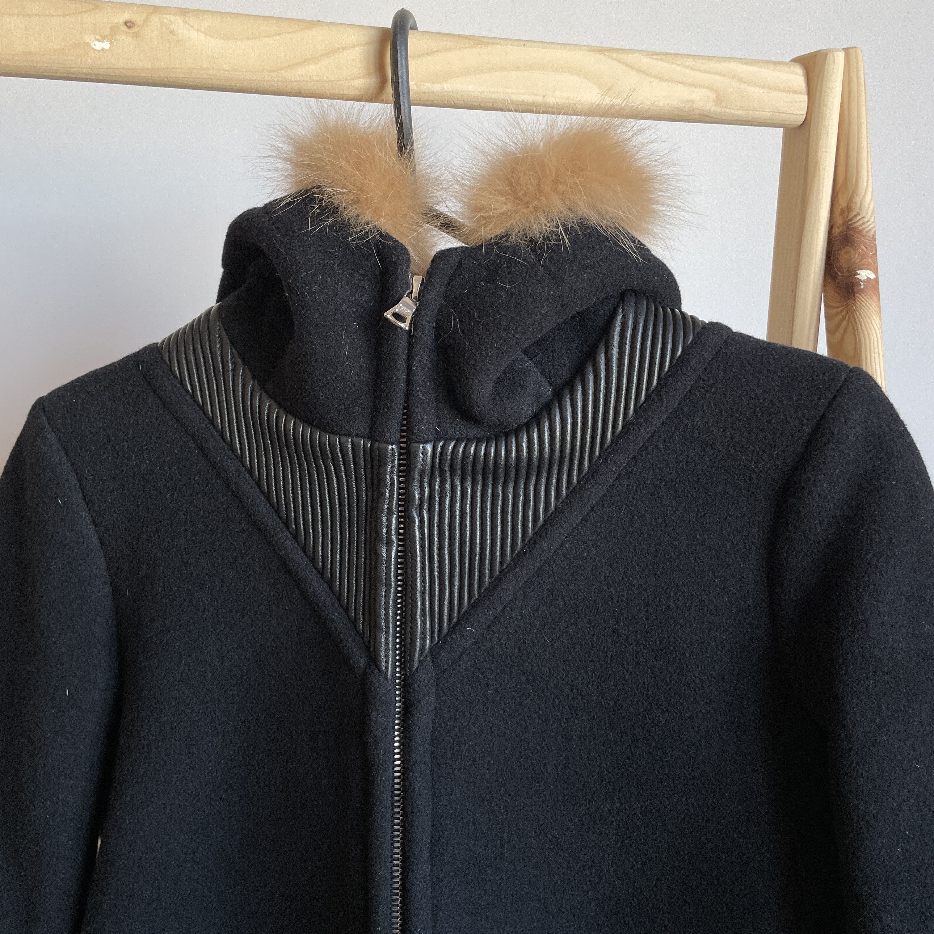 Sandro Sandro Womens Fox Fur Wool Blend Coat Size 40 Size S / US 4 / IT 40 - 3 Thumbnail