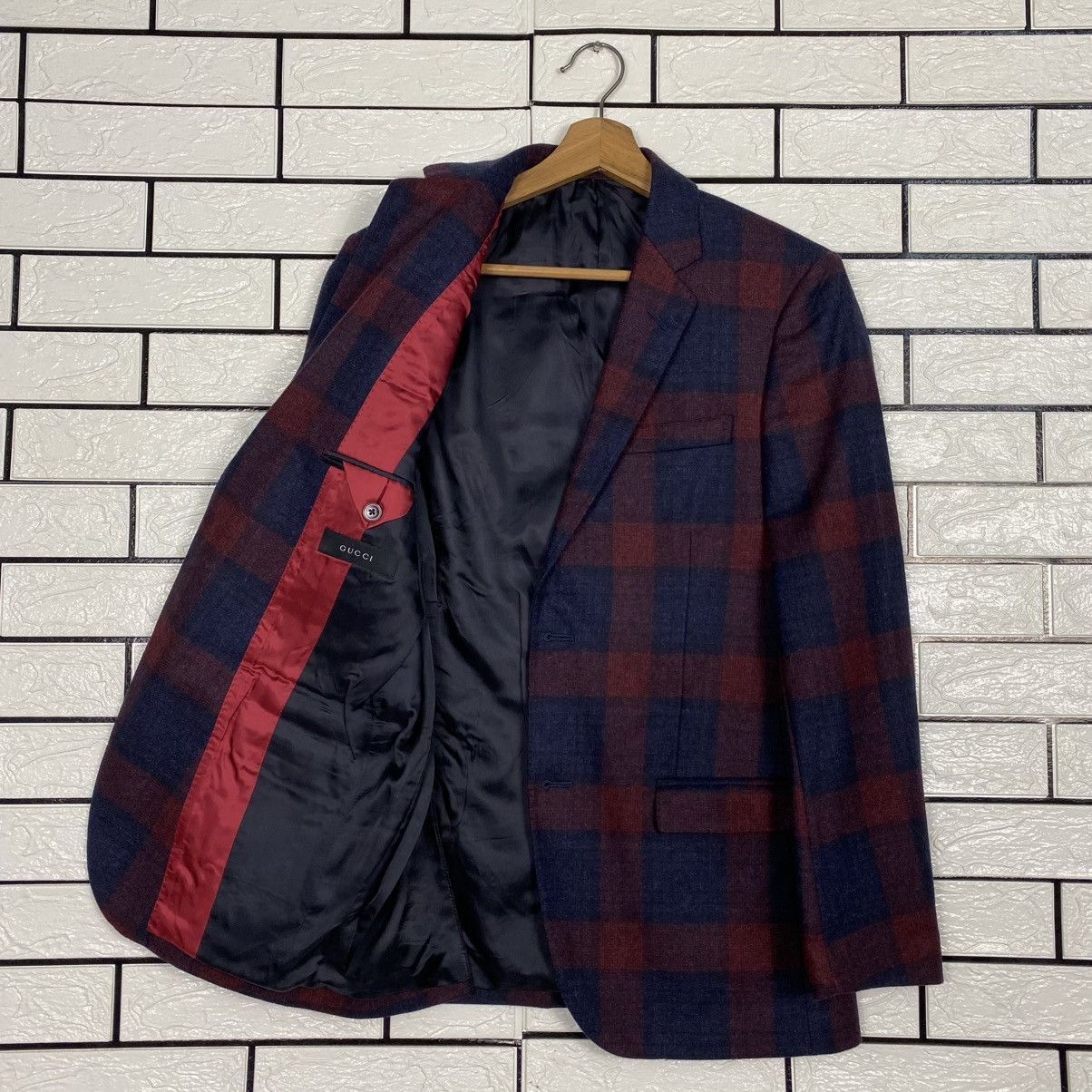 Gucci 🔥VINTAGE COATS JACKET GUCCI TARTAN DESIGN DOUBLE BREAST Size US S / EU 44-46 / 1 - 11 Thumbnail