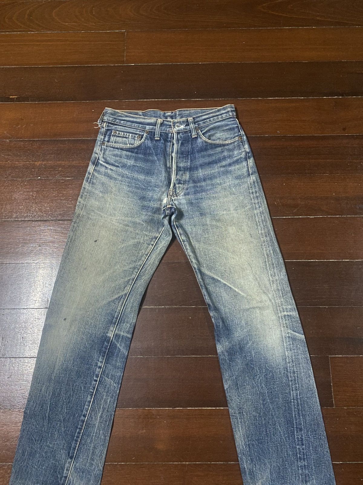 Denime Rare vintage 90s Denime Japan Distressed mud wash Selvedge Size US 30 / EU 46 - 5 Thumbnail