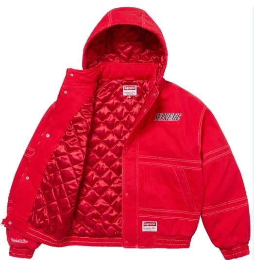 Supreme Supreme Mitchell & Ness Twill Stadium Jacket Red XL Size US XL / EU 56 / 4 - 7 Thumbnail