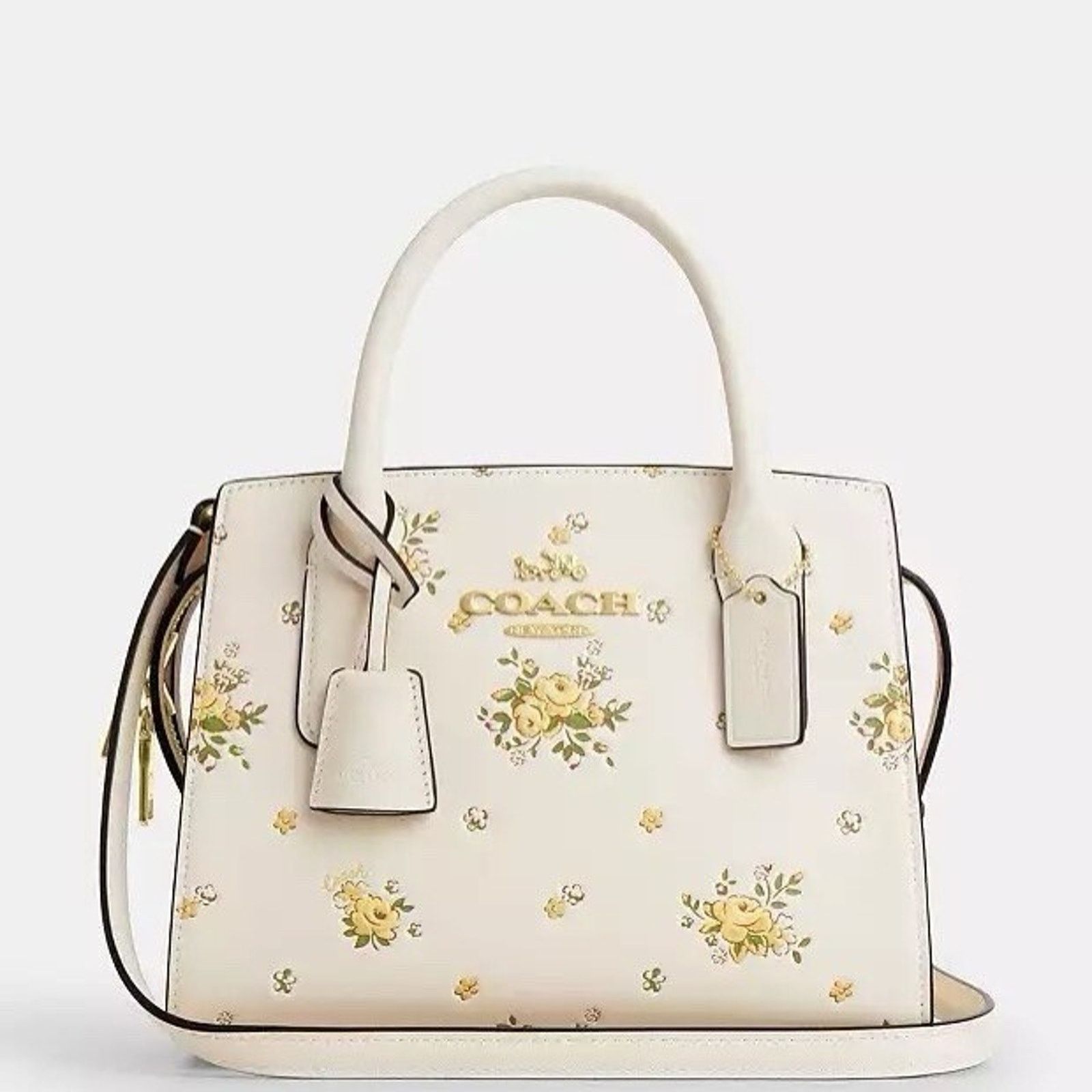 Coach NWT COACH Andrea Carryall Bag Floral Print CAL46 Gold/Chalk Size ONE SIZE - 6 Thumbnail